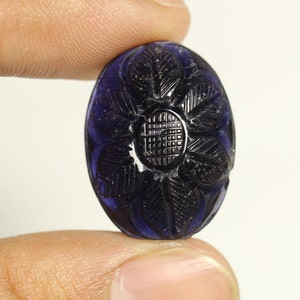 1 Piece Natural Iolite Carved Cabochons Lot 17x23mm Oval Genuine Iolite Carving Gemstone Cabs Loose Stones Semi Precious C-20994