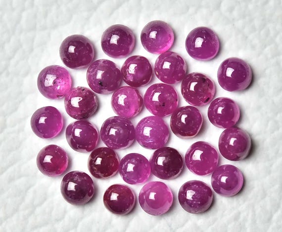 5ピース 天然ルビーカボション 宝石 ロット 2.3 mm 3 mm 3.5 mm 4 mm