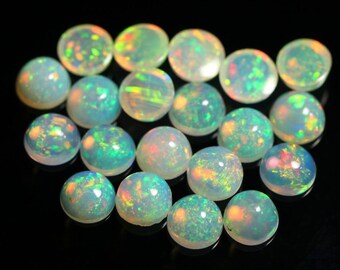 Natural Ethiopian Opal AAA Quality 5 mm cabochon Round 1 pair 2 Pcs DDL97 