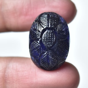 26 Carats Natural Iolite Carved Cabochons Lot 16x22mm Oval Genuine Iolite Carving Gemstone Cabs Loose Stones Cabochon C-20975