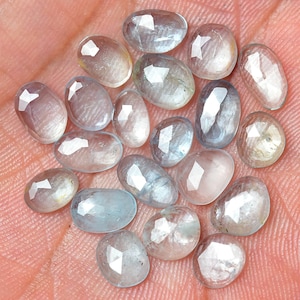 5 Pieces Natural Aquamarine Rose Cut Faceted Loose Gemstones Lot 4.5x6mm - 6x7mm Odd Shape Aquamarine Slice Cut Gem Stone Cabochon C-11959