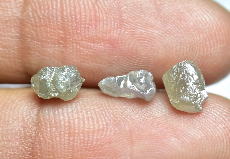 2.95 Carat Natural Gray Raw Diamond 4-7mm 3 Piece Loose Rough Diamonds Uncut Huge Diamond Gemstone For Jewelry Certificate Available C-21902 image 1