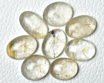 レビュー高評価のおせち贈り物 8 Pieces 10.5x13.3mm Lot Cabochons Rutile Golden Natural ブレスレット・バングル