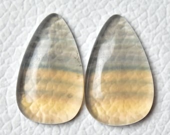 1 Pair Natural Fluorite Cabochons Gemstones 14x24mm-15x24mm Pear Shape Fluorite Gemstone Loose Stones Smooth Cabochon Semi Precious C-1328