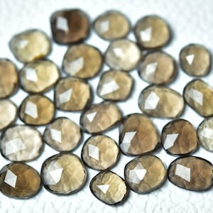 10 Pcs Natural Smoky Quartz Rose Cut Gemstones Lot 5.5x7mm - 8x10mm Fancy Cut Smoky Faceted Slice Flat Back Loose Gem Stone Cabochons C-5823