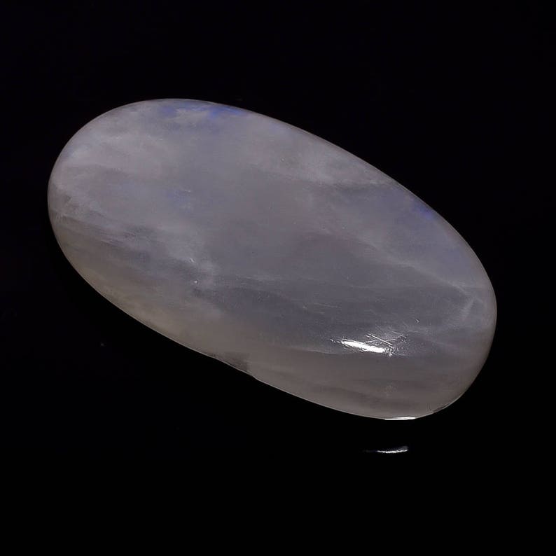 1 Piece Natural Rainbow Moonstone Cabochon 24x45mm Oval Shape White Moonstone Gemstones Cabs Loose Stones Smooth Gems Semi Precious Cab
