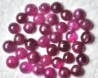 10 Pcs Natural Ruby Cabochons Gemstone Lot 3.2-3.5mm Round Shape 100%  Genuine Ruby Gemstones Cabochon Smooth Gems Loose Stone Cab C-9416
