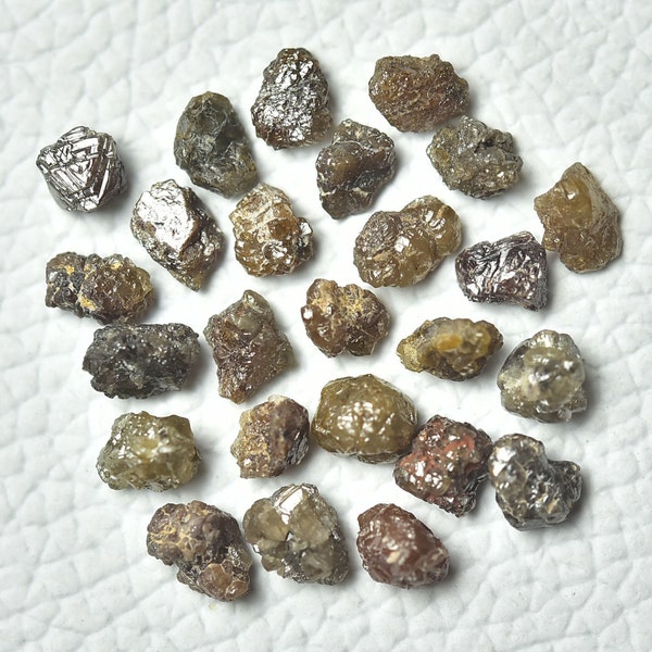 5 Pieces Raw Diamond 4mm-5mm Gray Brown Raw Natural Diamonds Uncut Rough Loose Precious Gemstones For Jewelry C-21949