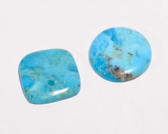 2 Pieces Mojave Copper Turquoise Cabochons Lot 13x13mm to 14mm Mix Shape Blue Turquoise Gemstones Smooth Gems Cabs Loose Stones C-14548