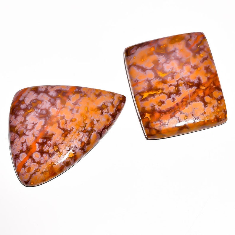 Natural Jasper Gemstones Cabs Smooth Gems Loose Stones Semi Precious Cab 2 Pieces Ocean Jasper Cabochons Lot 30x35mm to 35x45mm Mix Shape