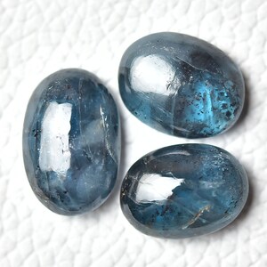 3 Stück natürliche Teal Blau Kyanit Cabochons Lot 9.8x13.3 mm bis 10 x 15 mm ovale Form echtes Moos Kyanit Edelsteine Cabs lose Steine C-5489