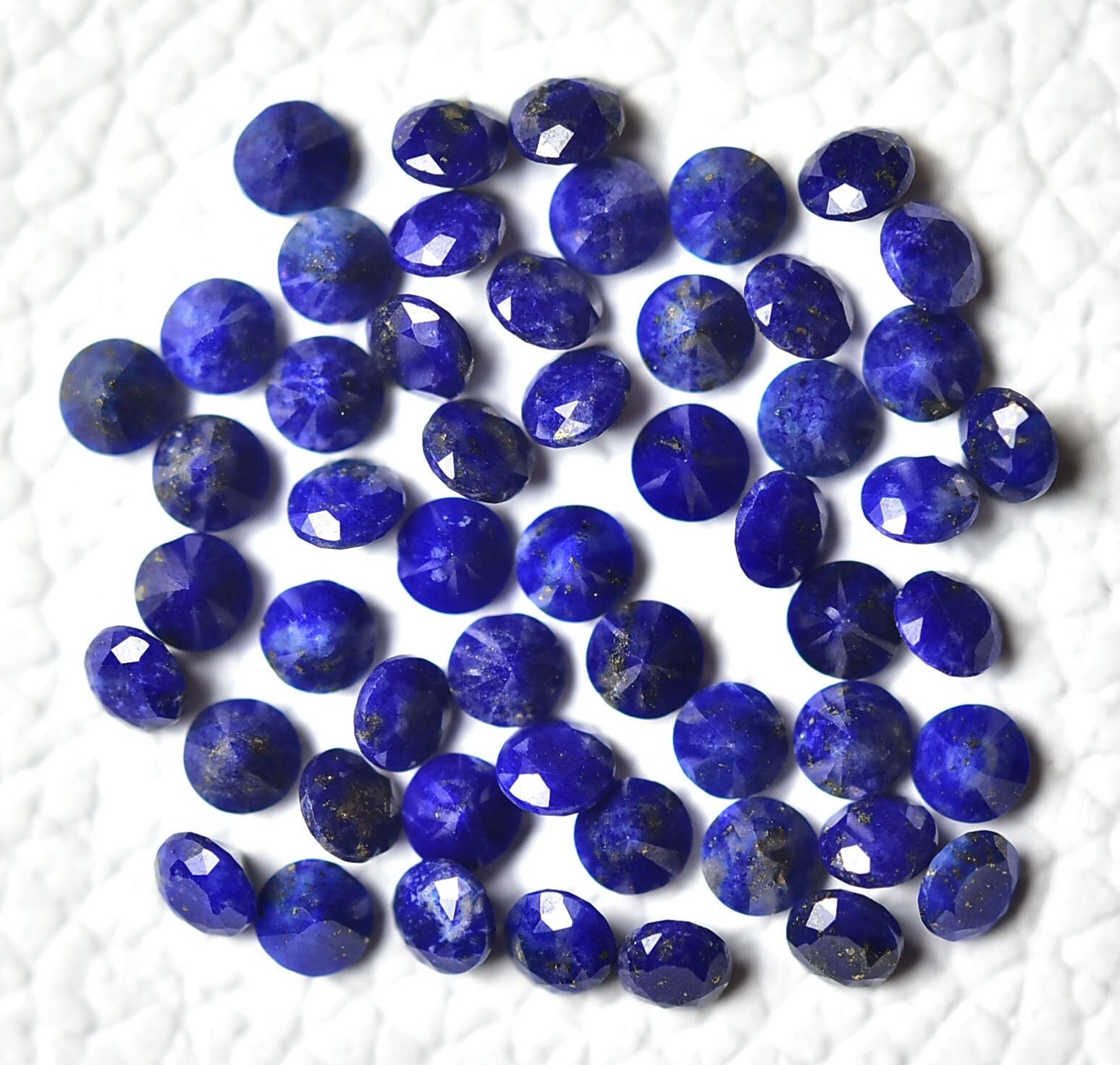 天然ラピスラズリ ファセットカット 宝石 10個セット 3mm ラウンド