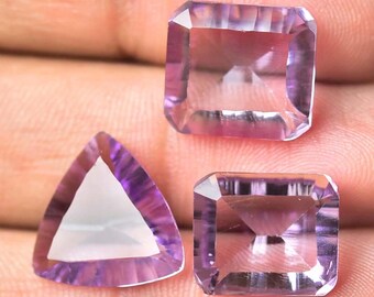 3 Pieces Natural Amethyst Concave Cut Gemstone 11x13mm to 14x14.5mm Mix Shape Amethyst Gemstones Faceted Loose Gems Stones C-4039