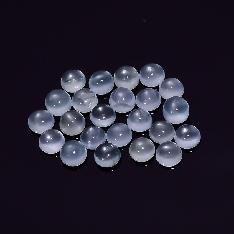 12 Pieces Natural Blue Aquamarine Cabochons Lot 5mm Round Shape Genuine Aquamarine Loose Gemstones Smooth Stone Cabs