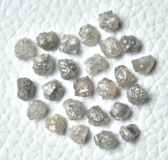 5 Pieces Gray Raw Diamond 2.5mm 3mm 3.5mm 100% Natural Rough Diamonds Loose Uncut Raw Gemstone For Jewelry C-21937