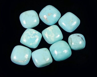 4 Pieces Natural Sleeping Beauty Turquoise Cabochon Lot 6x6mm to 7x7mm Cushion Shape Rare Arizona Turquoise Gemstones Cabs C-14188-91