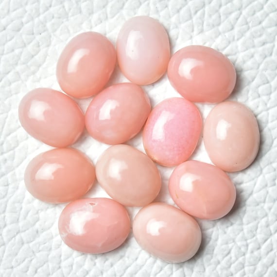 Natural Peru Pink Opal Cabochons Lot 4x6mm 5x7mm 6x8mm 9x11mm 10x12mm Oval Shape Pink Opal Plain Gemstone Smooth Stones Loose Cabs C-5772