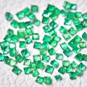 10 Pieces Natural Emerald Faceted Gemstones Lot 1.3x1.3mm 1.5x1.5mm 1.8x1.8mm Square Shape Genuine Emerald Gemstone Loose Cut Stones C-3837