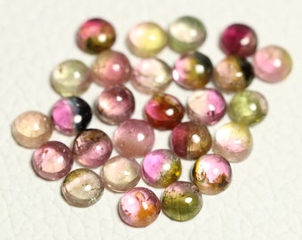 Mix Tourmaline 2.5mm 3.5mm 4.5mm 5.5mm Round Shape Gemstone Pink Green Natural Tourmaline Mix Lot Tourmaline Cabs Gemstone For Jewelry