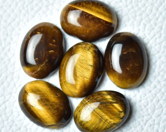 3 Pieces Natural Tiger Eye Cabochons Lot 12x16mm Oval Shape Genuine Tiger's Eye Gemstones Cabs Smooth Gems Loose Cabochon Stones C-5038