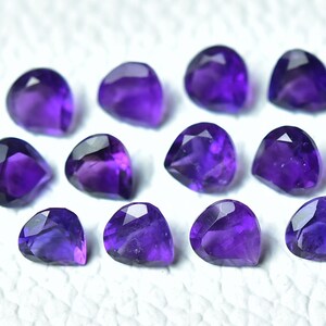 5 Pieces Natural AAA Amethyst Faceted Loose Gemstones 5.6x5.7mm to 6x6mm Heart Shape Natural Amethyst Cut Stone Semi Precious Gems C-19330