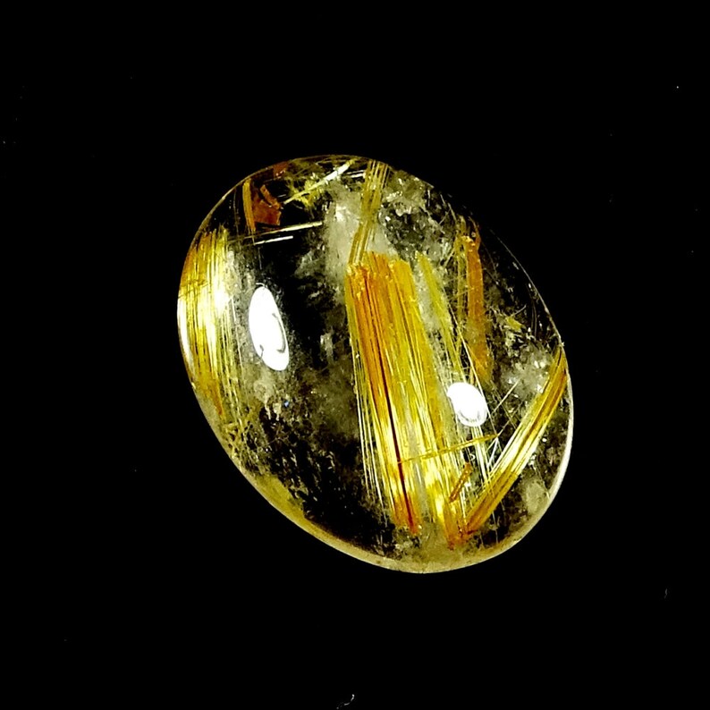 1 Piece Natural Golden Rutile Cabochon 13x18mm Oval Shape Genuine Rutile Quartz Gemstone Cabs Loose Stones Semi Precious Gems Cab