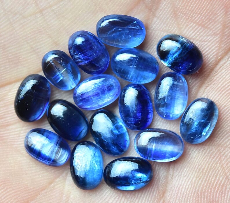 Natural Blue Kyanite Cabochons 6x9mm 7x9mm 7x10mm 8x10mm Oval Shape Genuine Blue Kyanite Gemstones Loose Gems Stones Smooth Cabochon C-6271 image 2