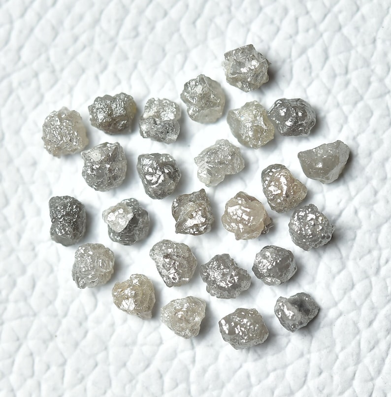 5 piezas de diamantes grises en bruto de 2,5 mm, 3 mm y 3,5 mm, diamantes 100 % naturales en bruto, piedras preciosas sueltas sin tallar para joyería C-21937 imagen 5