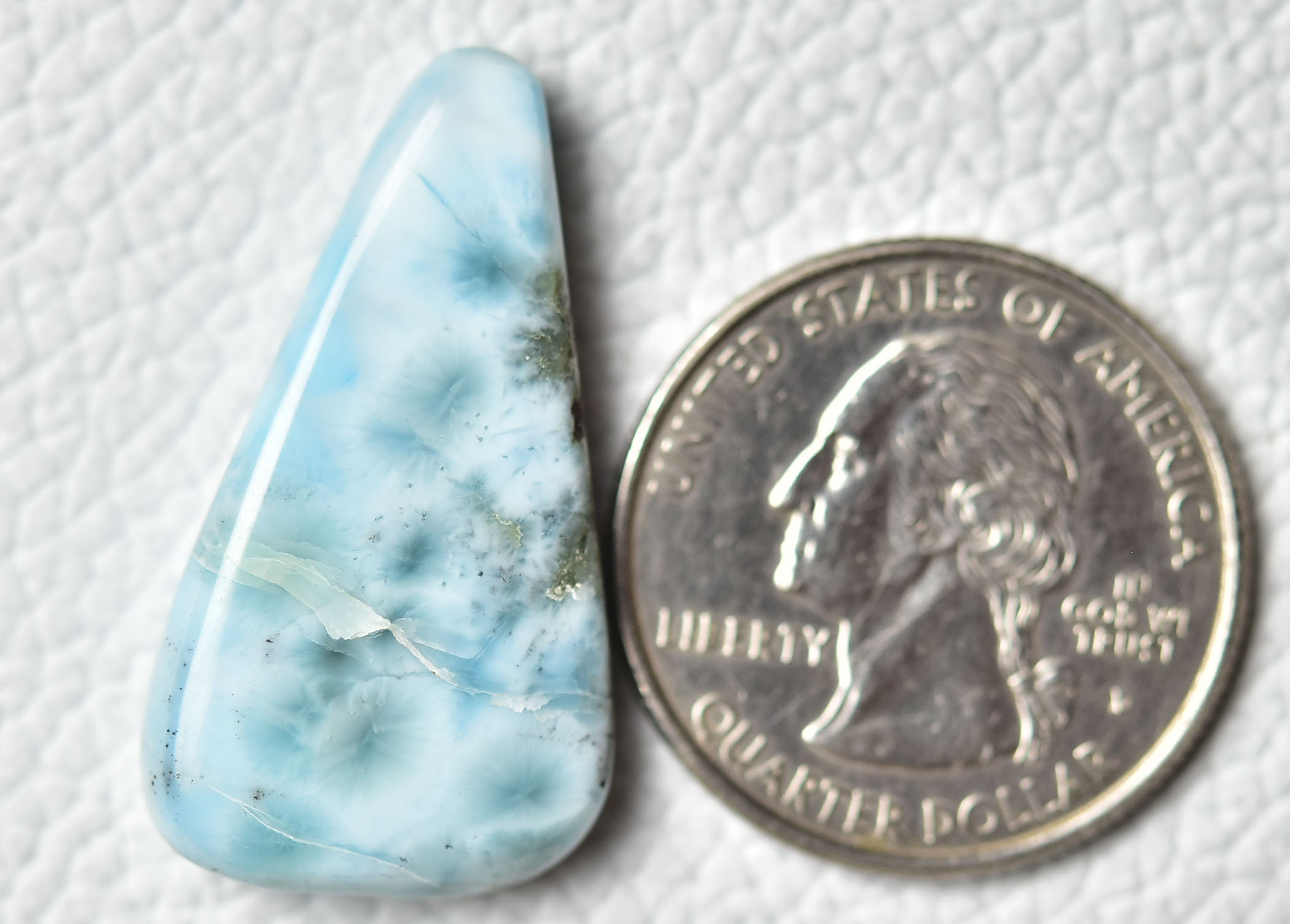 1 Piece Natural Larimar Cabochon 17x31mm Fancy Shape Genuine