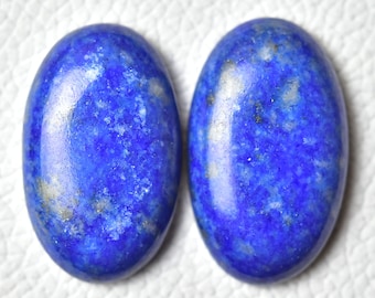 Lotto di 2 pezzi di cabochon di lapislazzuli naturali da 19 x 31 mm a 19 x 32 mm di forma ovale, pietre preziose di lapislazzuli, cabochon lisci, pietre preziose sfuse C-10823