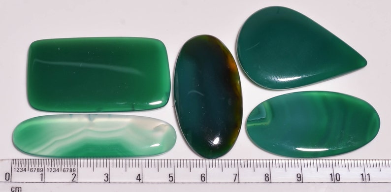 Green Chalcedony Gemstone Cabochon Wholesale Price Loose Gemstone Cab Gems 5 Pieces Green Onyx Cabochons 38.50 Grams Green Onyx Gemstone