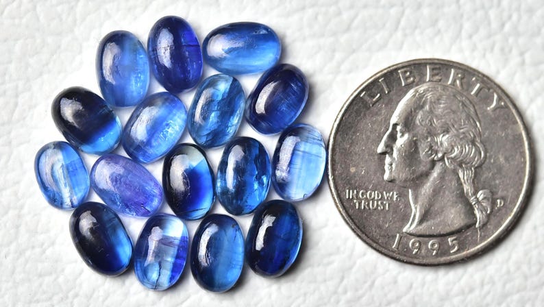 Natural Blue Kyanite Cabochons 6x9mm 7x9mm 7x10mm 8x10mm Oval Shape Genuine Blue Kyanite Gemstones Loose Gems Stones Smooth Cabochon C-6271 image 6