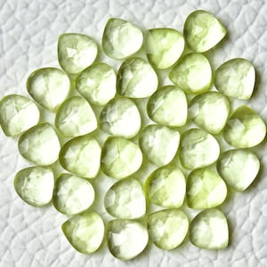10 Pieces Natural Lemon Quartz Faceted Gemstones Lot 5x5mm 6x6mm Heart Shape Flat Back Quartz Loose Gemstone Rose Cut Stone Cabochon C-5335