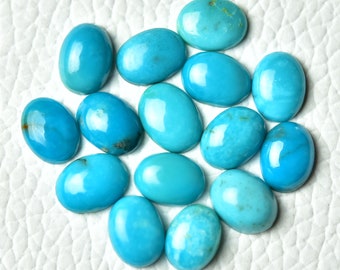 5 Pieces Natural Sleeping Beauty Turquoise Cabochons Lot 6x8mm Oval Shape Arizona Fine Turquoise Gemstones Smooth Loose Gems Cabs C-4841