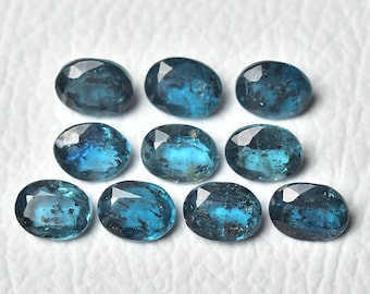 3 Pieces Natural Teal Blue Moss Kyanite Faceted Gemstones Lot 7x9mm to 8x10mm Oval Shape Genuine Kyanite Loose Gemstone Cut Stones C-15093