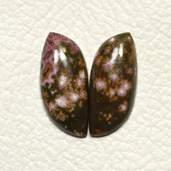 2 pezzi di diaspro naturale dell'oceano cabochon da 10x24mm a 11x24mm forma fantasia cabine di diaspro raro pietre preziose sciolte gemme lisce cabina di pietra C-18304