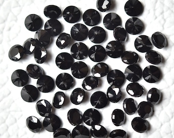 Lote de 10 gemas facetadas de espinela negra natural de 3 mm, forma redonda, corte brillante, sueltas y calibradas, C-19970