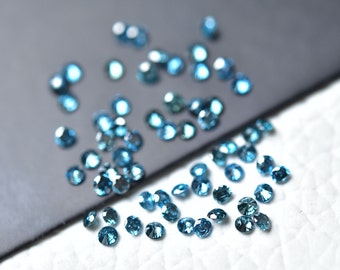 10 Pieces Natural Brilliant Blue Diamond 1.3mm - 1.4mm Round Faceted Cut Loose Sparkling Solitaire Diamonds Gemstone For Jewelry C-22034