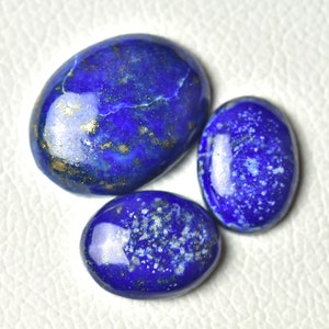 3 Pieces Lapis Lazuli Cabochons Lot 16x22mm to 23x30mm Oval Shape Natural Lapis Gemstones Cabs Smooth Gems Loose Stone Semi Precious C-7350