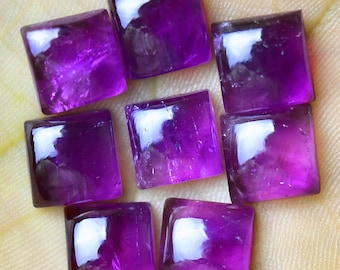 2 Pieces Natural Amethyst Gemstones Cabochons 10mm 14mm Square Shape Genuine Amethyst Gemstone Smooth Cabochon Loose Gem Stones Cabs C-21420
