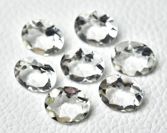 5 Pieces Natural Rock Crystal Faceted Cut Gemstones Lot 9x11mm Oval Shape Clear Crystal Loose Stones Cut Gems C-5498
