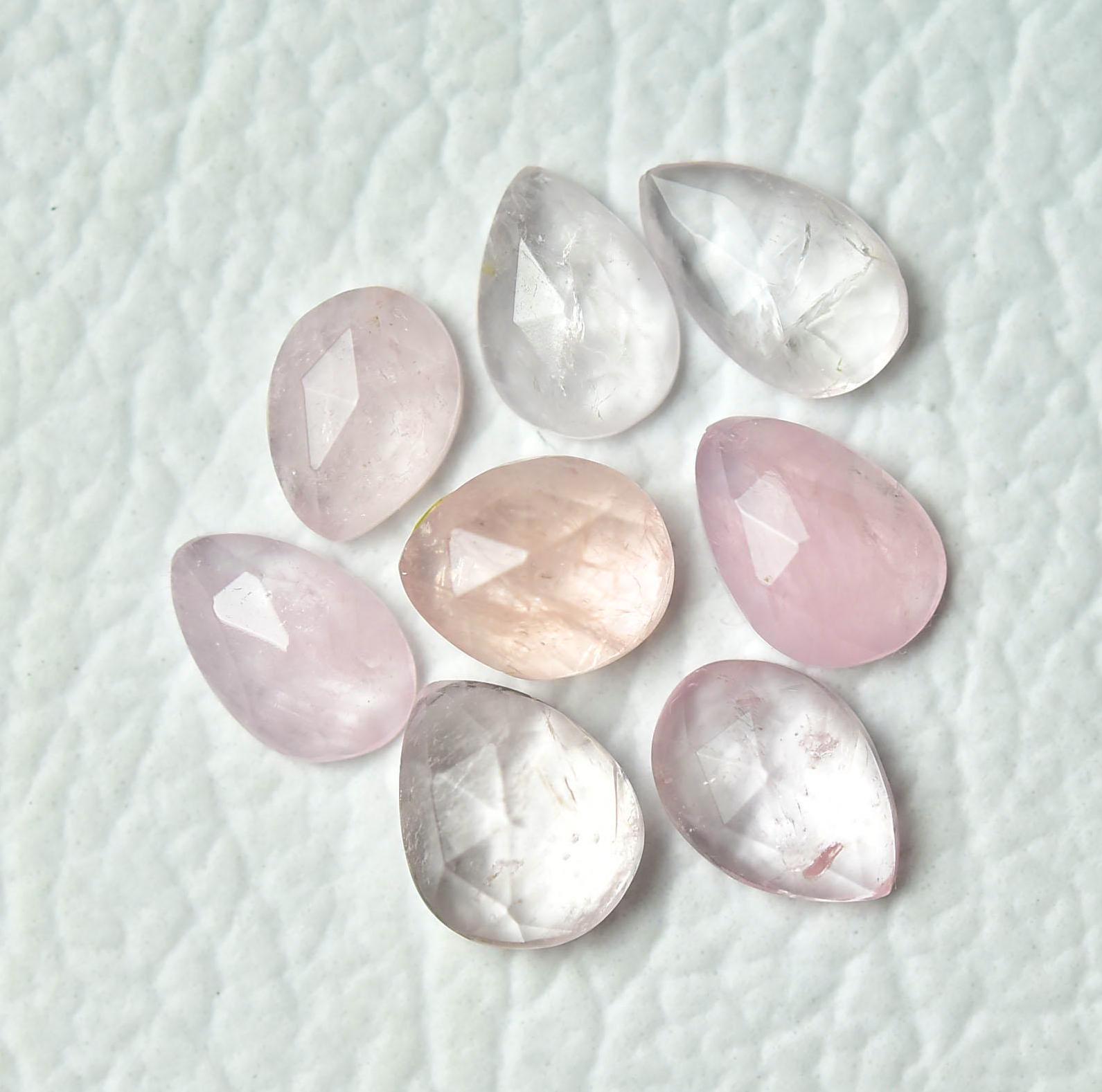 天然モルガナイト ファセットルースジェムストーン 8個セット 5.5x7.5