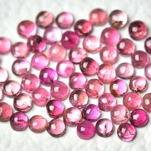 10 Pieces Natural Pink Tourmaline Gemstone Cabochons 2.3mm - 2.5mm Round Tourmaline Gemstone Cabochon Loose Smooth Gems Stones Cabs C-19342 image 2