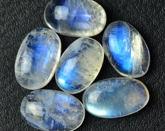 3 Pieces Natural Rainbow Moonstone Cabochons Lot 8.8x13mm - 9x14mm Oval Shape Moonstone Gemstones Loose Stones Smooth Calibrated Cabs C-1823