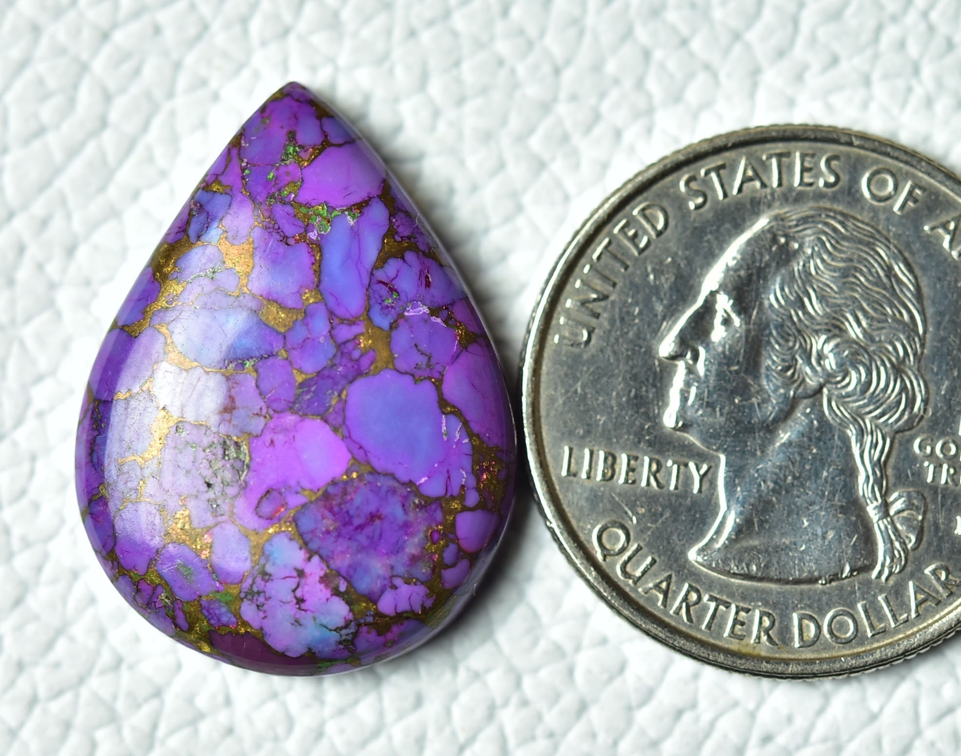 1 Piece Mojave Copper Turquoise Cabochon 19x26mm Pear Shape Purple