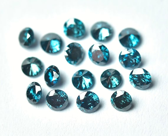 2ピース 天然ブリリアントカット ブルーダイヤモンド 2.4 mm 2ピース 天然ブリリアントカット ブルーダイヤモンド 2.4 mm