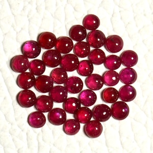 10 Pieces Natural Ruby Cabochons Gemstone Lot 3mm 3.5mm Round Shape Glass Filled Ruby Gemstones Cabochon Smooth Gems Loose Stone Cab C-19959