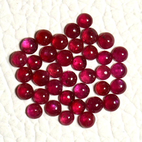 10 Pieces Natural Ruby Cabochons Gemstone Lot 2.2mm to 2.5mm Round Shape Cab Ruby Gemstones Cabochon Smooth Gems Loose Stone Cabs C-19959