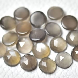 5 stuks natuurlijke grijze maansteen gefacetteerde edelstenen lot 4 mm 5 mm 6 mm 7 mm 8 mm ronde platte achterkant losse edelsteen roos geslepen cabochons C-5274