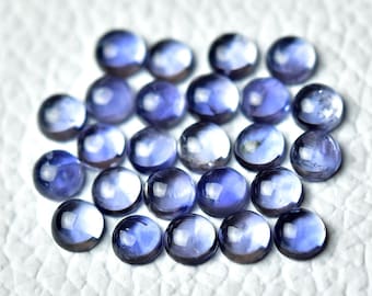 10 Pieces Natural Iolite Cabochons Lot 4mm 4.5mm Round Shape Genuine Blue Iolite Cabs Gems Loose Gemstones Cab Smooth Stones Cabochon C-9371